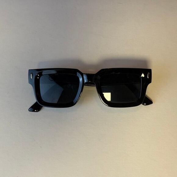 Y2K Black Square Sunglasses Unisex Bold Clean Look UVA UVB - Picture 8 of 9